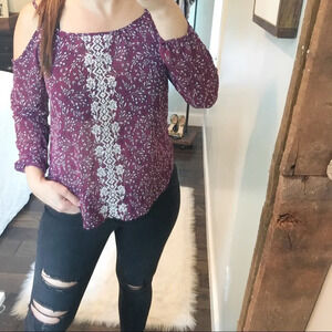 Rewind xsmall purple floral peasant boho blouse